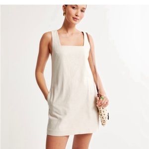 Abercrombie & Fitch Linen Blend Wide Strap Mini Dress - white XS